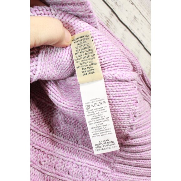 LL Bean Double L Cable Sweater Zip Cardigan Light Pink Size Medium - Picture 6 of 10